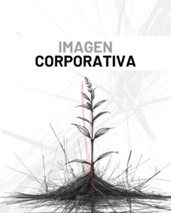 Boceto conceptual de una planta naciendo entre lineas y caos. Metáfora de una buena imagen corporativa que florece entre todas las demás