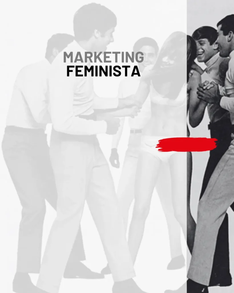 imagen de una campaña machista con el logotipo de NOT MY TEMPO, agencia de marketing ético, donde se ve un grupo de hombres tirando de una mujer. Pone el texto marketing feminista de la agencia
